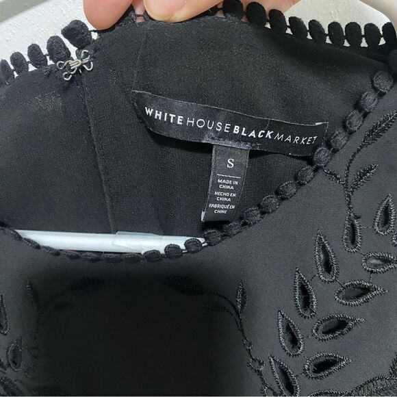 White House Black Market Black Embroidered Shell Sleeveless Top - Picture 6 of 8